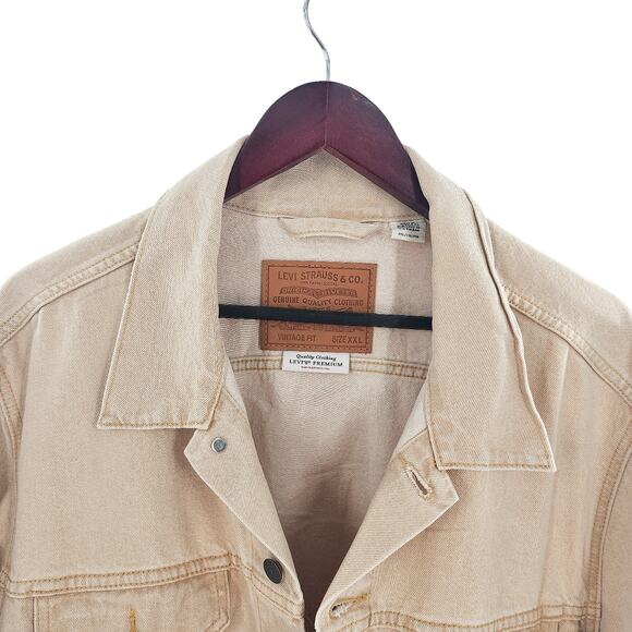 Levi’s Men’s Jean Jacket Vintage Fit Trucker Denim Tan Size XXL Button Front - Picture 7 of 16